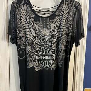 Harley Davidson Embellished Wings T-Shirt